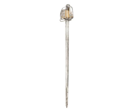 A SCOTTISH BASKET-HILTED BACK-SWORD, MID-18TH CENTURY, with associated straight fullered blade double-edged towards the point