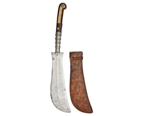 A SOUTH INDIAN HATCHET (MOPLAH), MALABAR COAST, 18TH/19TH CENTURY, with broad double-edged slightly curved blade of flattened