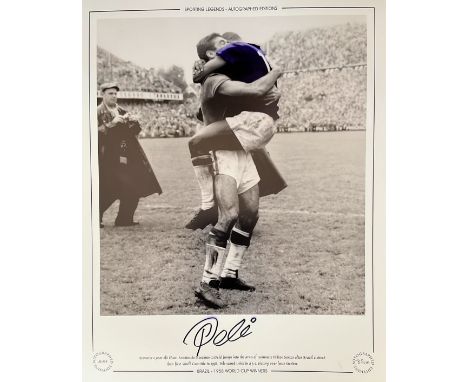 PELE Hand signed 20x16in size. Colourised Print. Limited Edition 85/100. Sporting Legends, Autograph Editions. Signature Slig