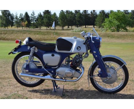 Rare CB92 with optional 'Racing Kit' and in Show condition.
Introduced late 1959, the CB92 was the first Honda to bear the 'C