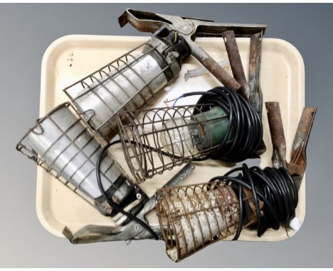 Four vintage inspection lamps 