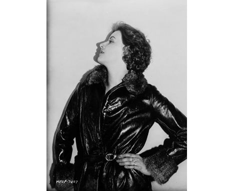 Photographer: Russell Ball 1896-1942. Vintage Greta Garbo in leather coat (1925) negative, Ball made the first official MGM p