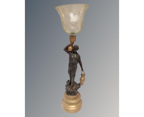 A spelter figural lamp 'Farmer'