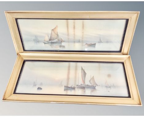 Two Garman Morris vintage prints - Misty sunrise and Misty evening in gilt frames (Af)