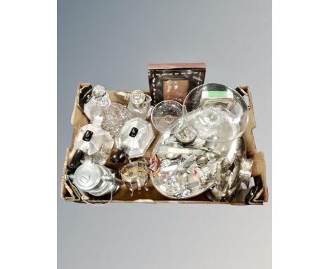 A large quantity of silver plated items, gallery tray, lamp, silver plated tea service etc 