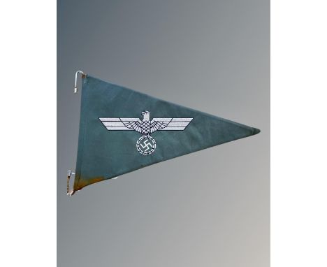 A Third Reich Army staff car pennant, complete with wire frame, double sided, length 37 cm.