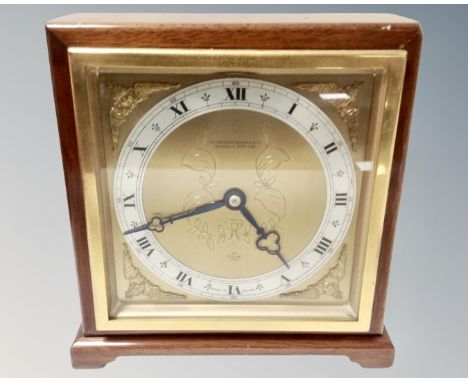 A 20th century Elliot alarm clock with brass dial retailed by The Northern Goldsmiths 
