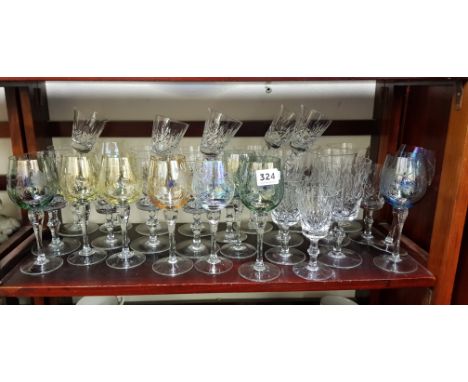 LARGE SHELF LOT OF GLASSWARE