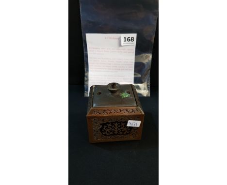 EDWARIAN MESS CIGAR LIGHTER BRASS, TORTOISESHELL AND ROSEWOOD