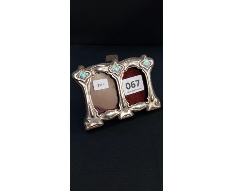 STERLING SILVER AND ENAMEL ART NOUVEAU PHOTO FRAME