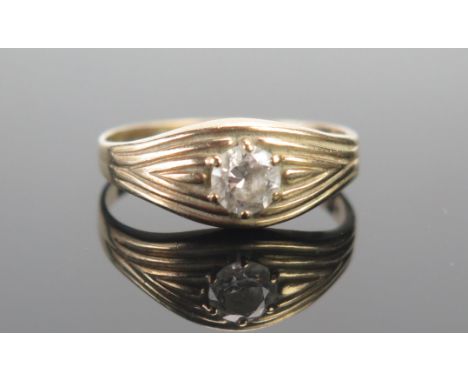 A 9ct Gold and Diamond Solitaire Ring, c. 5.4mm brilliant round cut, hallmarked, 3.23g 