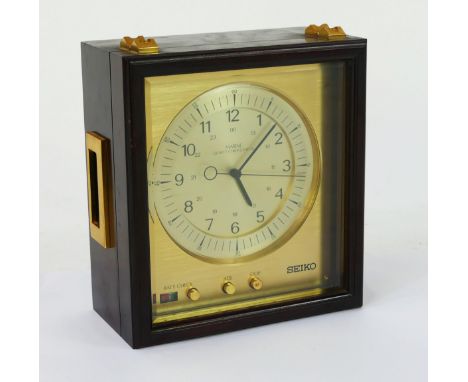 A modern Seiko marine quartz chronometer, with 14cm brass Arabic dial contained in a mahogany case, Serial No 10251 