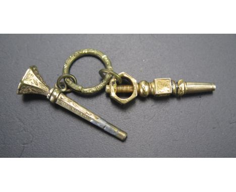 A 19th Century Precious Yellow Metal Pocket watch Key and one other with a jump ring 