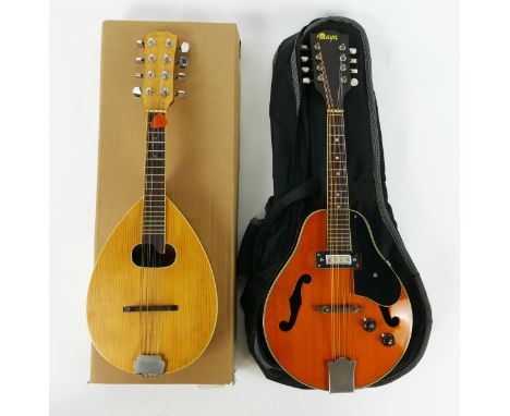 Gremlin Teardrop Mandolin together with a Maya (Japan) Pear Shaped Electro-Acoustic Mandolin, cased (as found) 