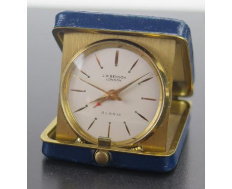 A J.W. Benson Travelling Alarm Clock. Running 