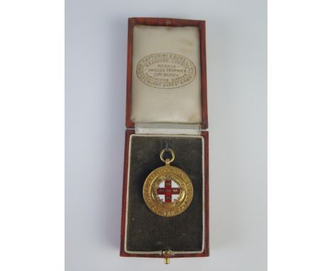 A 9ct Gold and Enamel Yorkshire N.C.A.A. Championship 1934 440yds Winners Fob Medallion, 18g 