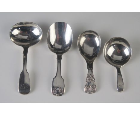 four assorted Georgian silver caddy spoons, various makers and dates, total weight of silver 58gms, 1.87ozs 