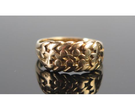 An Antique High Carat Precious Yellow Metal Keeper Ring, size L.5, KEE tests as 18ct, 4.79g.  UNLESS OTHERWISE STATED, THE KE