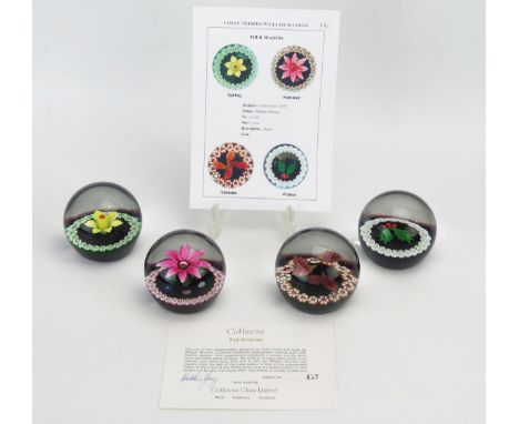 A set of four Caithness Glass limited edition "Four Seasons" paperweights with COA. 
