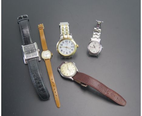 A 9ct Gold Ladies Wristwatch (running), PEEREX gent's wristwatch (running), TISSOT ladies (running), CITIZEN (running) and TI