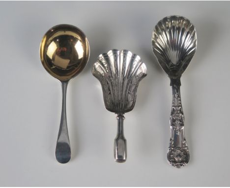 A George III silver Old English patter caddy spoon, maker Peter, Ann &amp; William Bateman, London, 1801, another by William 