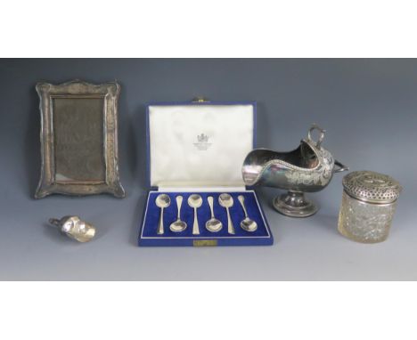 A set of six Elizabeth II silver Hanoverian pattern coffee spoons, maker Wakely &amp; Wheeler, London, 1994, cased, a silver 
