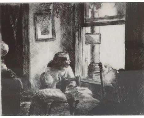 Edward Hopper (1882 - 1967) American realist painter and printmaker, print of 'East Side Interior' 1922, 51 x 41cm, F &amp; G