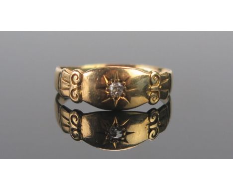 An Antique 18ct Gold and Old Cut Diamond Solitaire Ring, size O, Chester 1906, 2.79g 