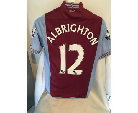 Aston Villa 2013/2014 Match Worn Football Shirt: Claret and blue short sleeve with Premiership badging to arms. Number 12 Alb