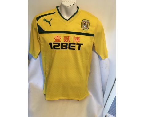 Coventry City Rarest Ever 2013/2014 Match Worn Football Shirt: Short sleeve yellow shirt. Coventry had 12 Bet for one match w