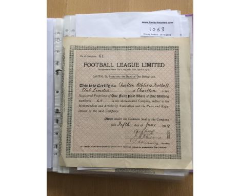 Charlton Athletic 1929 Share Certificate: Decorative Square certificate signed by Director and Secretary. Charlton Athletic w