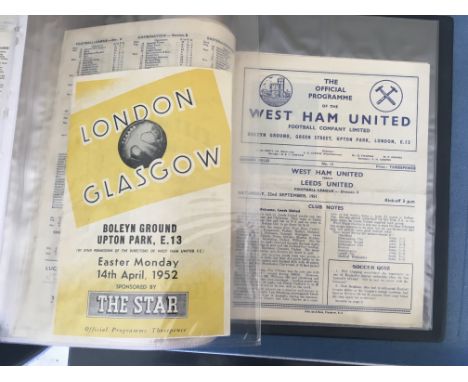 West Ham Home 1950s Football Programme: From 51/52 to 57/58 which was the last season of these 4 page sheets. Mainly good con