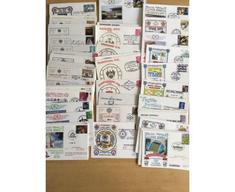 Football First Day Covers: Many Commeraritive to include 10 from the Football League Club Series. All in good condition. (50)