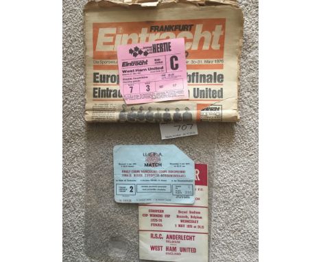 1976 ECWC Final VIP Football Ticket: Rare card ticket with creasing without price as a VIP ticket for the Anderlecht v West H