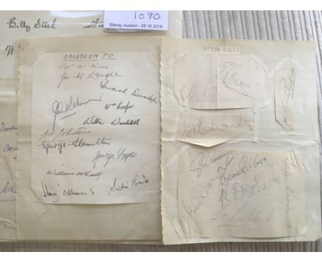 1940s Football Autographs: Wide selection with 12 Aberdeen signatures on page. Many others from Aston Villa Cardiff Burnley a