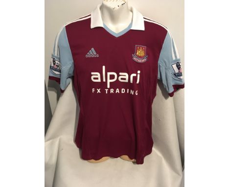 West Ham 2013/2014 Match Worn Football Shirt: Short sleeve home shirt. Premiership badging to arms. Number 5 Tomkins to rear.