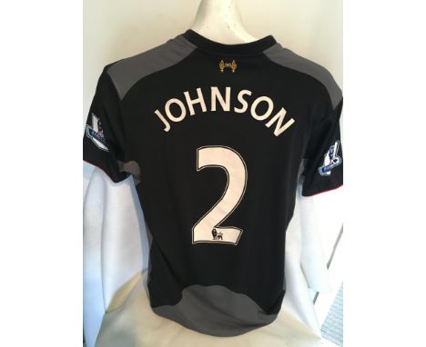 Liverpool 2012/2013 Match Worn Football Shirt: Black short sleeve with Premiership badging to sleeves. Number 2 Johnson to re