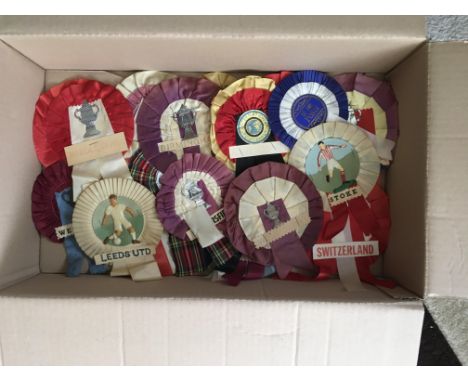 Football Rosettes: Old rosettes both International + English club teams from the 60s and 70s. Good. (36)