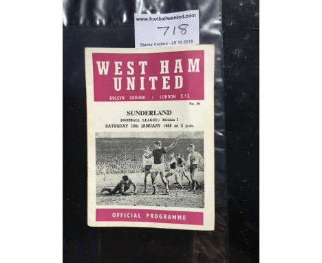 67/68 West Ham v Sunderland Postponed Football Programme: Dated 13 1 1968 in excellent condition with no writing.