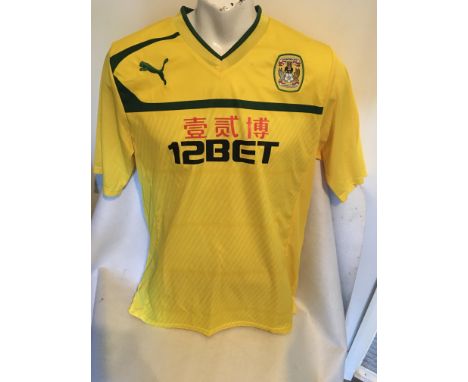 Coventry City Rarest Ever 2013/2014 Match Worn Football Shirt: Short sleeve yellow shirt. Coventry had 12 Bet for one match w