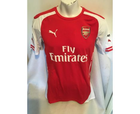 Arsenal 2014/15 Match Worn Football Shirt: Short sleeve home shirt. FA Cup badging to arms. Number 18 Montreal to rear. Authe