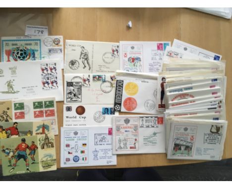 Football First Day Cover Collection: Includes World Cup 58 + 2 postcards, 66, 70, Leeds 1971 Fairs Cup Winners, 72/73 League 