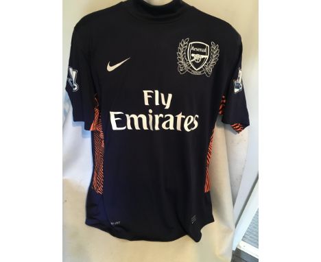 Arsenal 2011/2012 Goalkeepers Match Worn Football Shirt: Short sleeve purple with orange 125 years shirt. Premiership badging