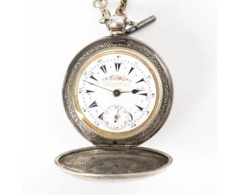             Silberne Savonnette mit silberner Uhrenkette für den osmanischen Markt    Billodes.        Um 1900.        Firmen