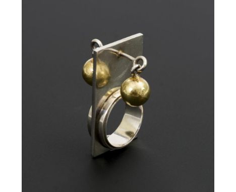 Seltener, kinetischer Designer-Ring    Bent Exner.                    Silber 925 gestempelt. Bent Exner. Dänemark. Vendsyssel