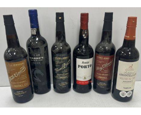 One bottle Armilar Porto Ruby Port (undated), one bottle Warre's Warrior Port Wine Reserve circa 2008, one bottle Waitrose Am