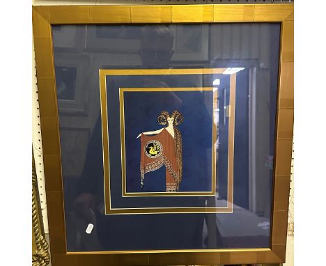 AFTER ERTÉ (ROMAIN DE TIRTOFF) (1891-1976) "The Golden Fleece", a fashion study of woman in horned headdress, colour dot matr