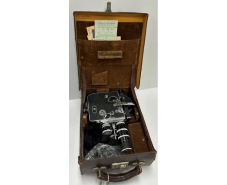 A Paillard Bolex 16 mm camera in dark brown leather carrying case (Custom certificate dated 1954) CONDITION REPORTS Unknown i