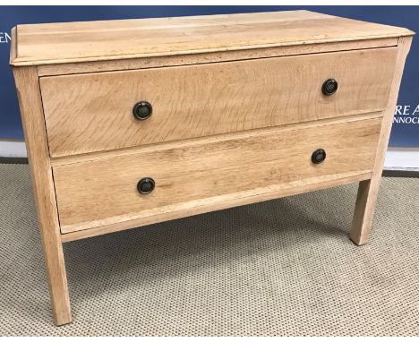 An 18th Century oak side table, the two plank top with moulded edge over a single frieze drawer with brass swan neck handles,