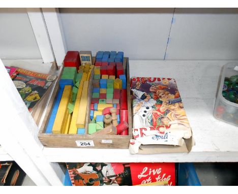 A box of vintage building blocks